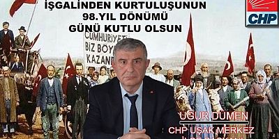 CHP Uşak Merkez İlçe Bşk Uğur Dümen Yeni Yıl Mesajı Yayınladı...